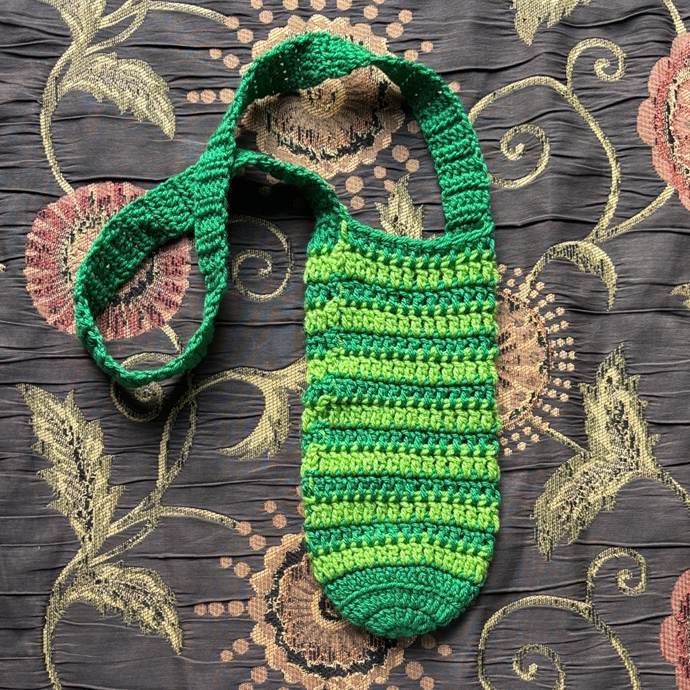 Handmade Green and Lime Crochet Crossbody Bag